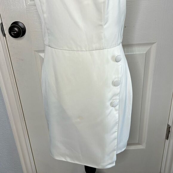 NEW! Revolve NBD Tere One Shoulder Mini Bridal Shower Cocktail White Dress Sz M - Picture 5 of 15